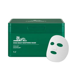 VT COSMETICS CICA Daily Soothing Mask packaging showing a 30-sheet supply for hydration.
