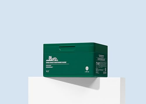 VT COSMETICS CICA Daily Soothing Mask sheet on face demonstrating snug, comfortable fit.
