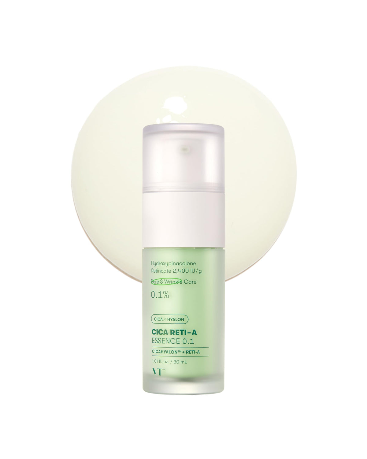 VT COSMETICS Cica Reti-A Retinol Essence bottle promotes smoother, balanced skin texture.