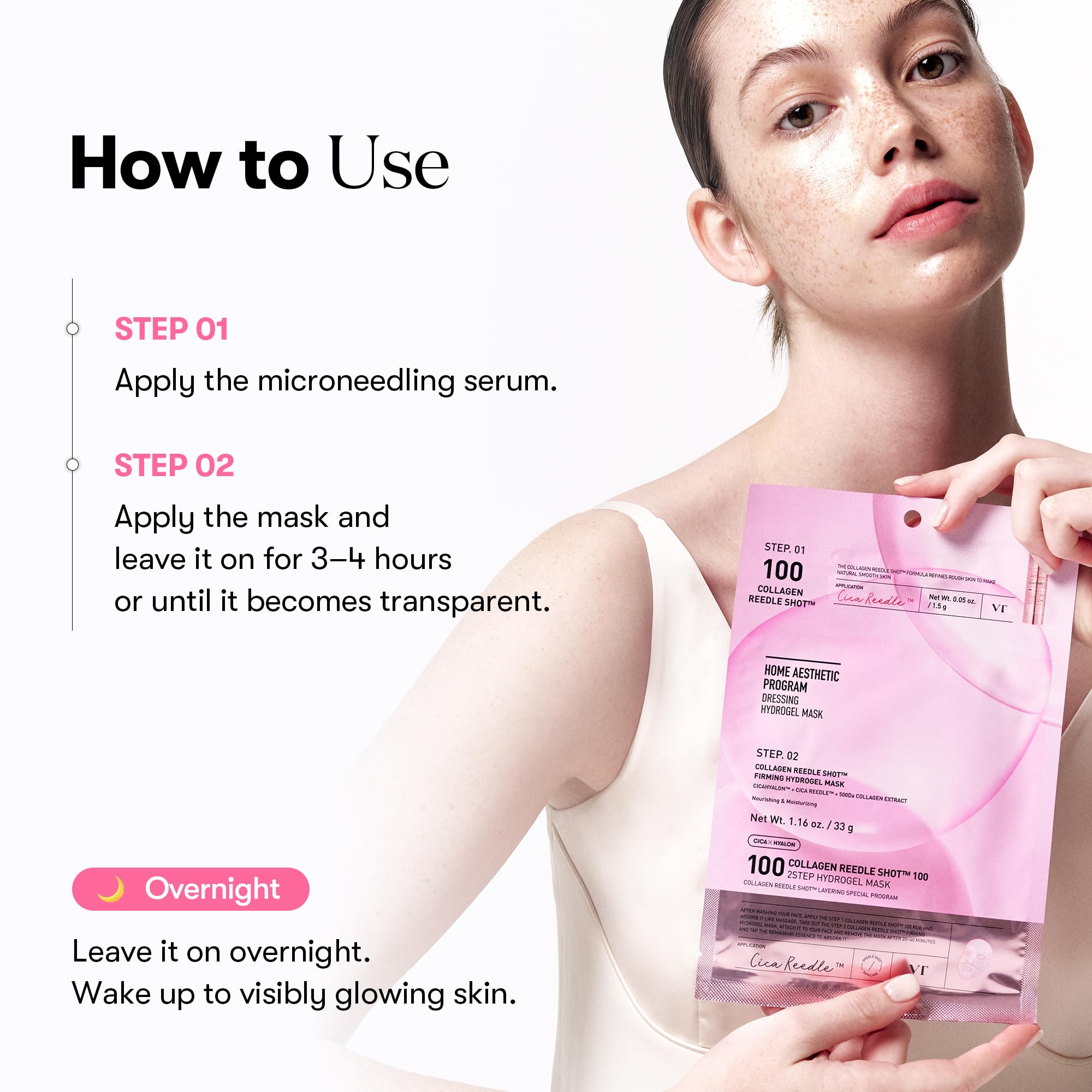VT COSMETICS Collagen Reedle Shot 500Da collagen demonstrates deep hydration cue.