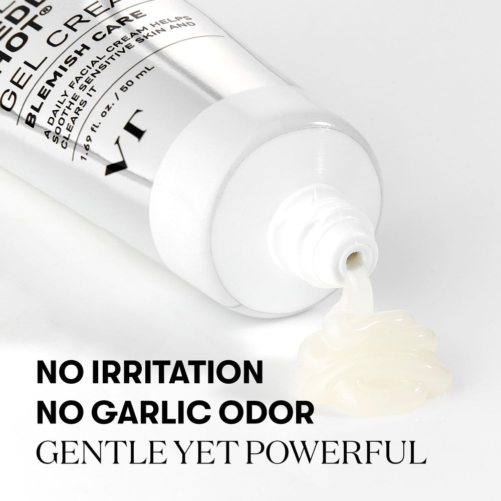 VT COSMETICS Garlic AC Reedle Shot Gel Cream application pump demonstrating quick absorption.
