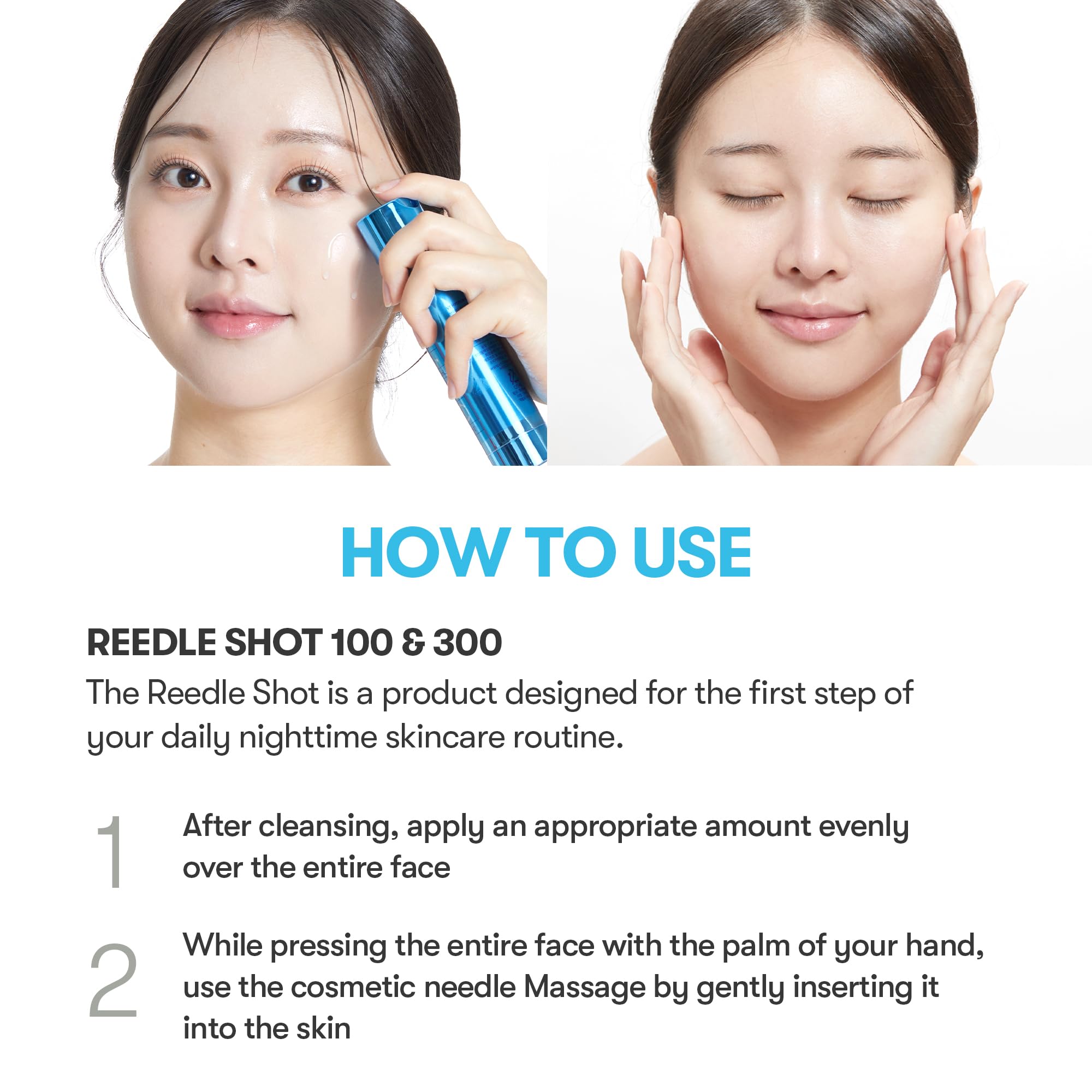 VT COSMETICS Hydrop Reedle Shot application-drops demonstrates quick absorption for layering routines