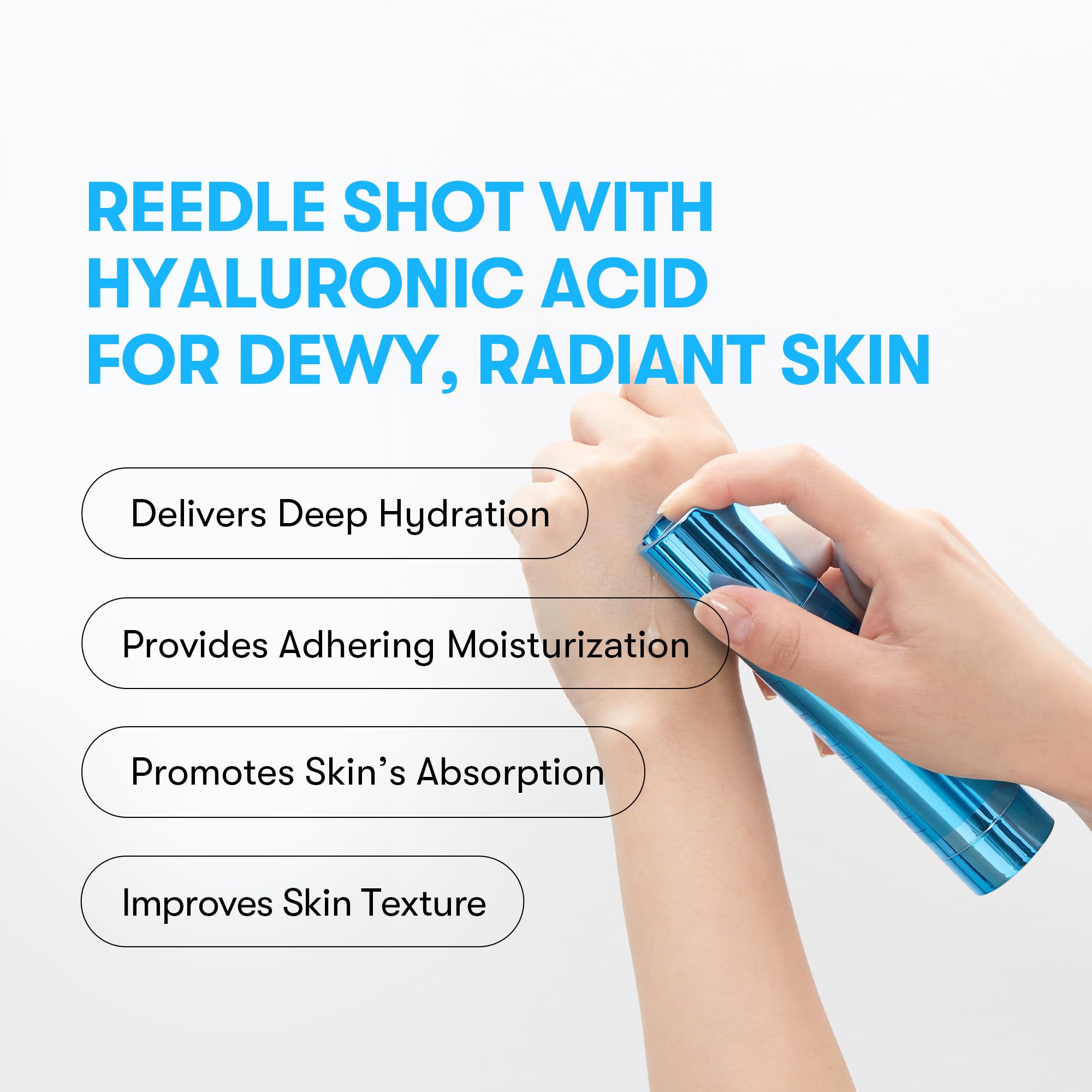 VT COSMETICS Hydrop Reedle Shot serum-texture closeup emphasizes lightweight hydration without stickiness