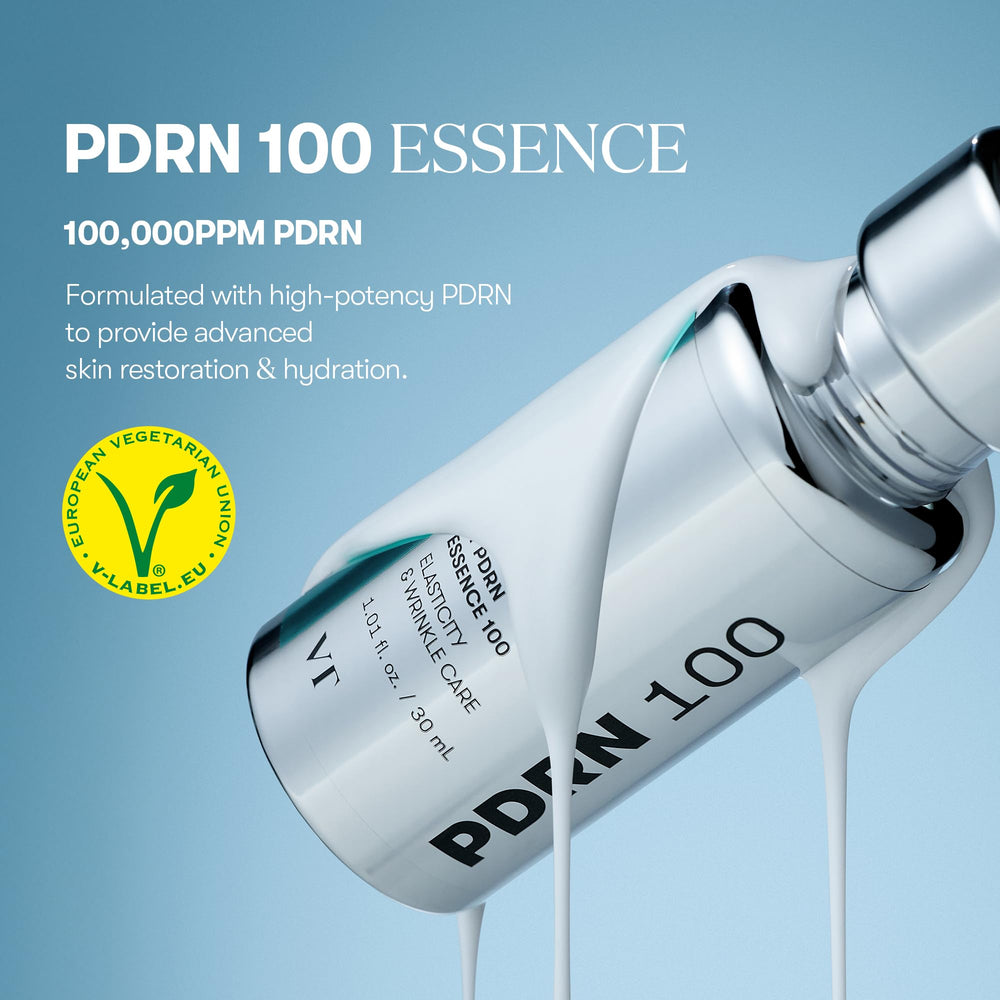 VT COSMETICS PDRN 100 Essence milky texture forms a hydrating layer.