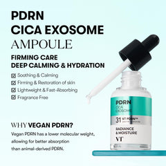 VT COSMETICS PDRN Cica Exosome Ampoule application swatch reveals plumping glow.