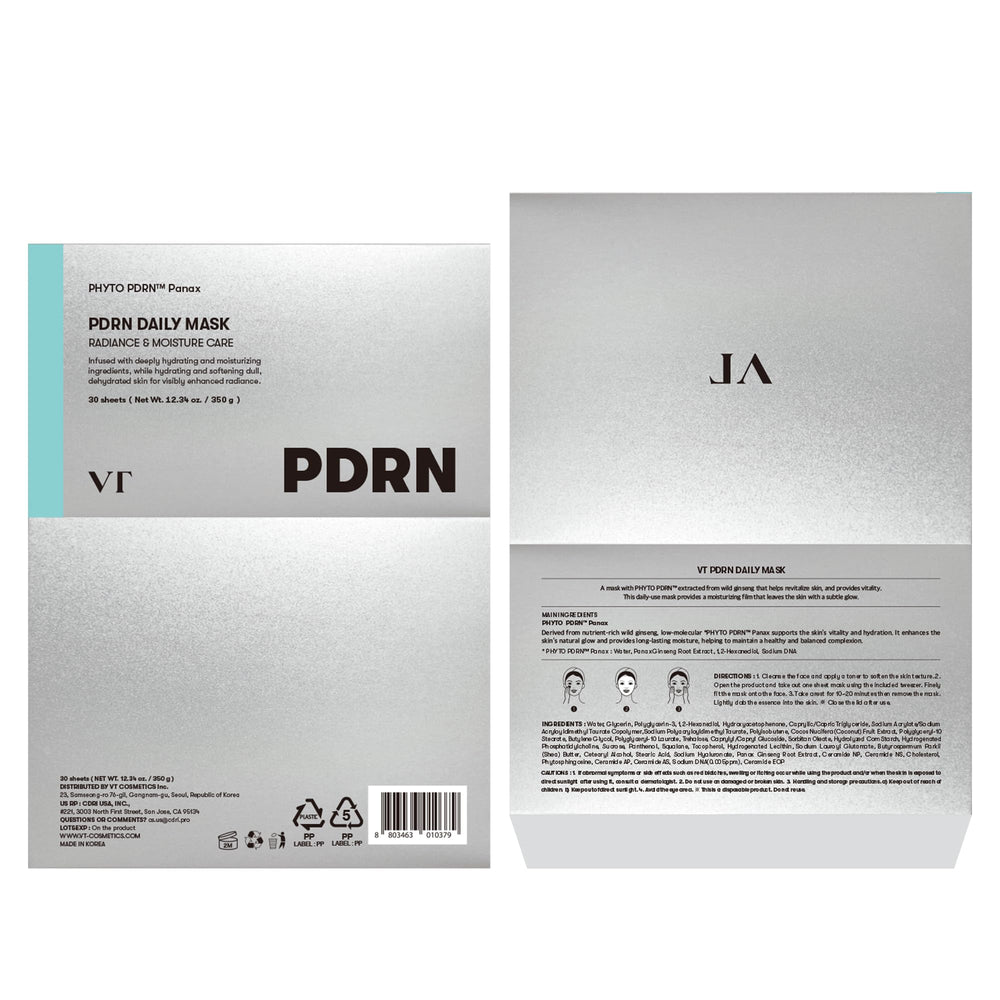VT COSMETICS PDRN Daily Mask resealable cap preserves freshness between uses