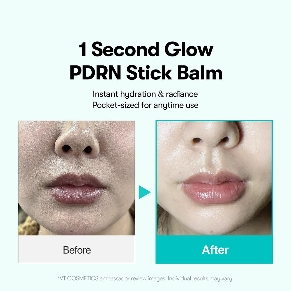 VT COSMETICS PDRN Essence Stick Balm on cheek for dewy glass skin look