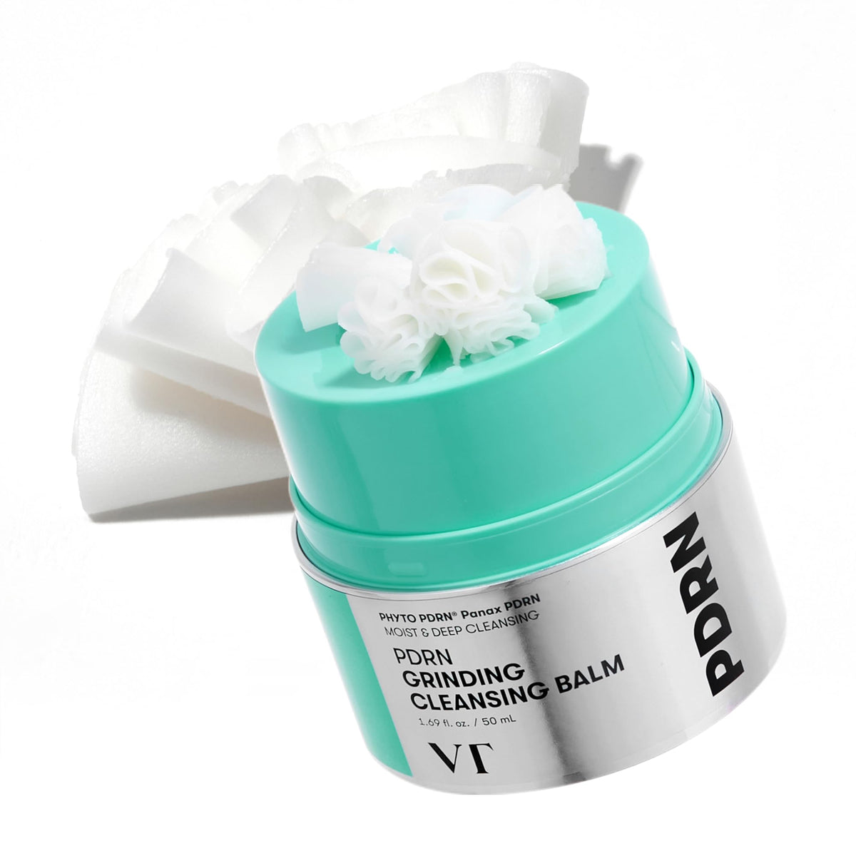 VT COSMETICS PDRN Grinding Cleansing Balm packaging with twist-up grinder for hygienic, mess-free dispensing