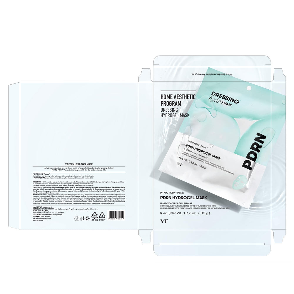 VT COSMETICS PDRN Hydrogel Mask after-use glow illustrates plumped, refreshed look