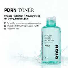 VT COSMETICS PDRN Toner applied with cotton pad for smoother skin.