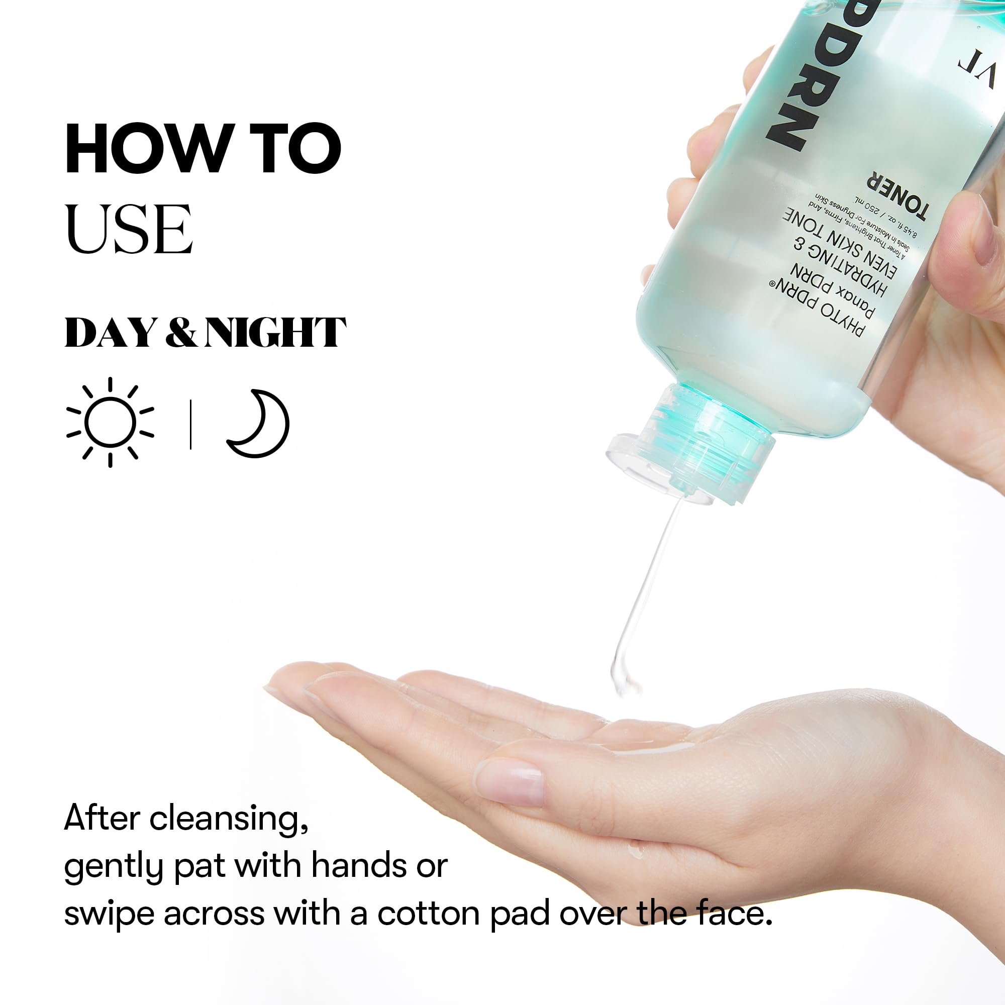VT COSMETICS PDRN Toner ingredients close-up highlighting vegan PDRN from wild ginseng.