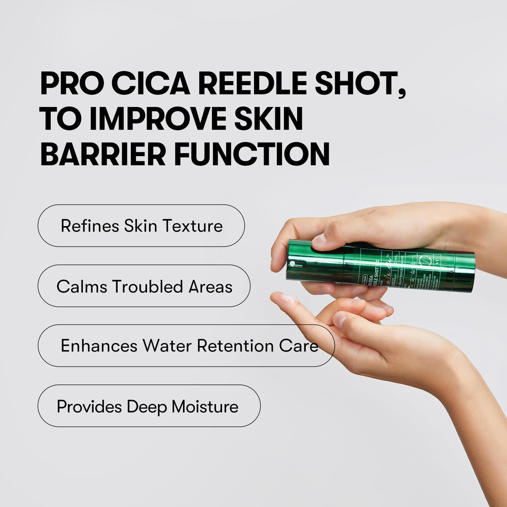 VT COSMETICS Pro Cica Reedle Shot ingredients chart showing Cica Hyalo-Gene and exosome