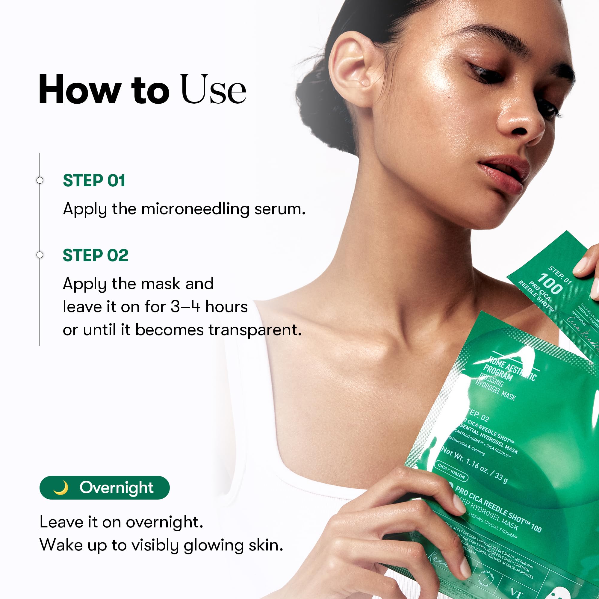 VT COSMETICS Pro Cica Reedle Shot overnight wear on clean skin delivers calm.