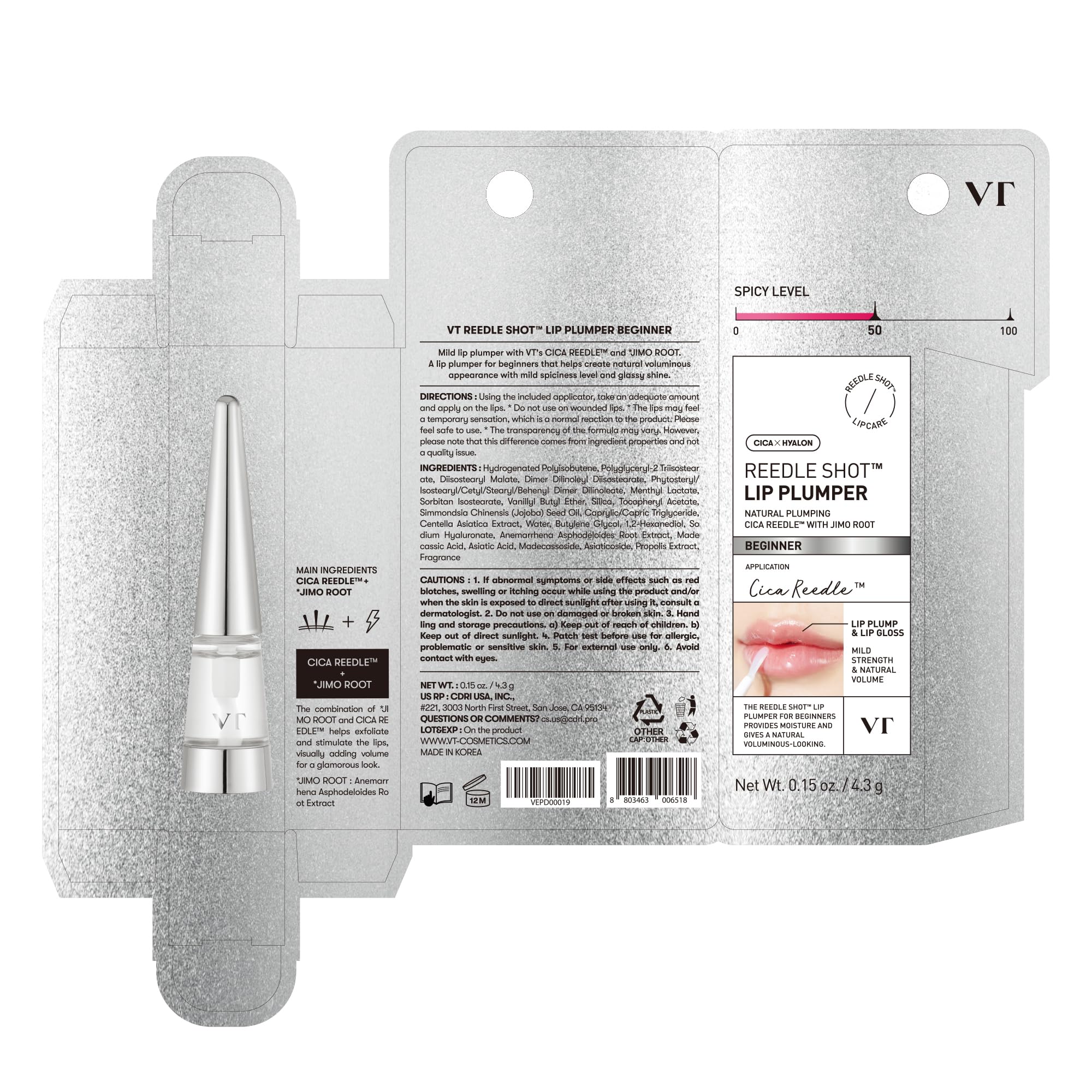 VT COSMETICS Reedle Shot Lip Plumper beginner-friendly wand for easy daily use.