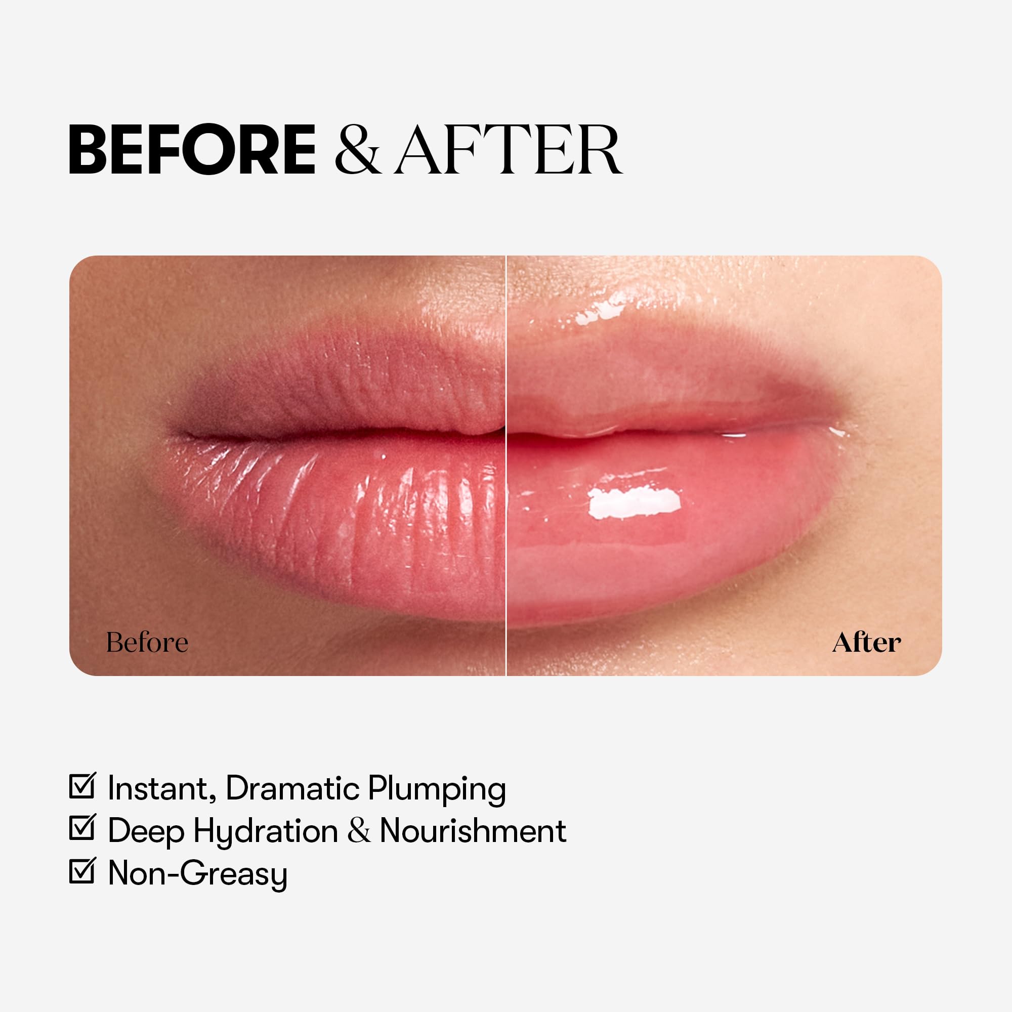 VT COSMETICS Reedle Shot Lip Plumper on lips delivering clear gloss.