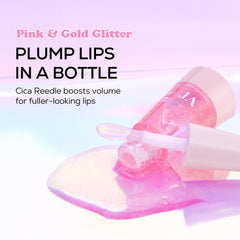 VT COSMETICS Reedle Shot Lip Plumper Twinkle application showing smooth daily lip glow