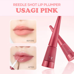 VT COSMETICS Reedle Shot Lip Plumper Usagi Pink gloss-sheen on lips for instant shine.