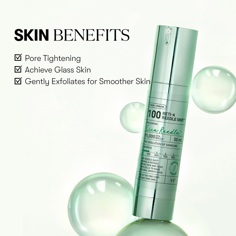 VT COSMETICS RETI-A Reedle Shot retinol smoothing image demonstrates porcelain-like texture.