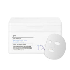 VT COSMETICS TX Toning Daily Mask packaging highlights fragrance-free hydration for daily use