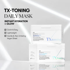 VT COSMETICS TX Toning Daily Mask sheets out of pack ready for quick hydrating routine