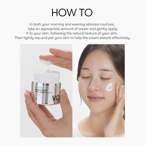 Vita-Light Cream ingredients closeup highlighting Vitamin C, B, E, and Glutathione antioxidants.