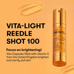 VT COSMETICS Vita-Light Reedle Shot capsules close-up showing stable vitamin C delivery.