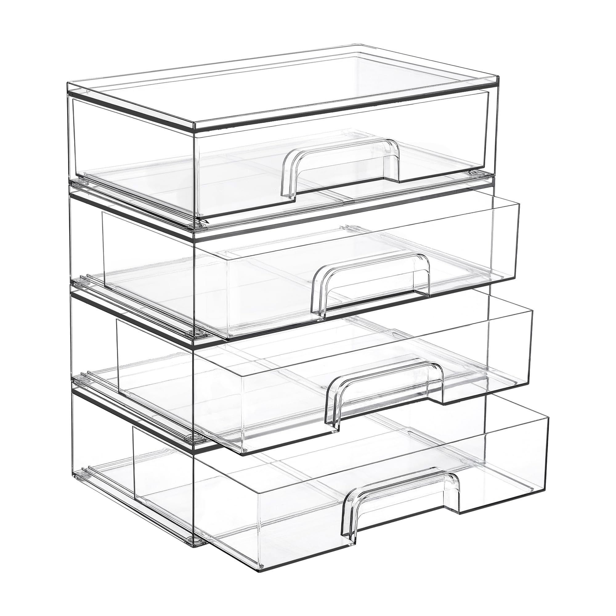Vtopmart 12.1-inch clear stackable drawers for cosmetics and beauty supplies at vanity.