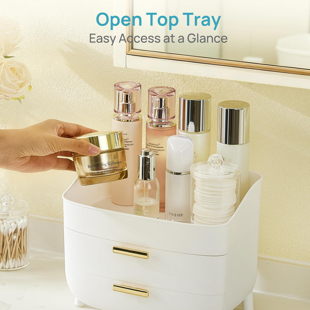 Vtopmart 3-Tier organizer side-angle view highlights accessible, streamlined storage.