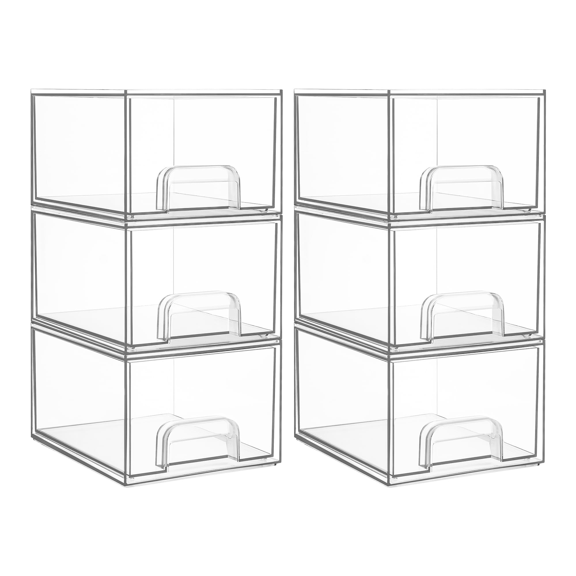 Vtopmart six-pack clear storage drawers stacked for compact vanity organization.