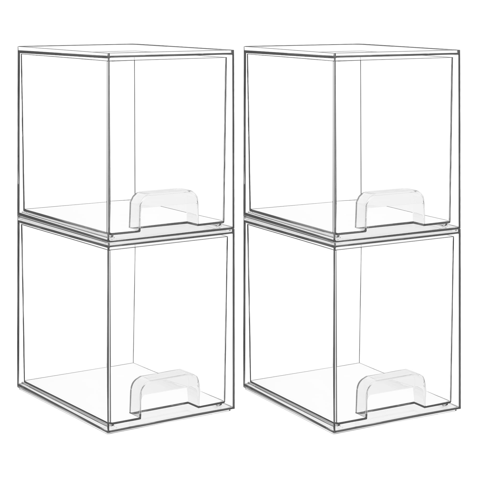 Vtopmart clear stackable drawers front view for countertop organization.