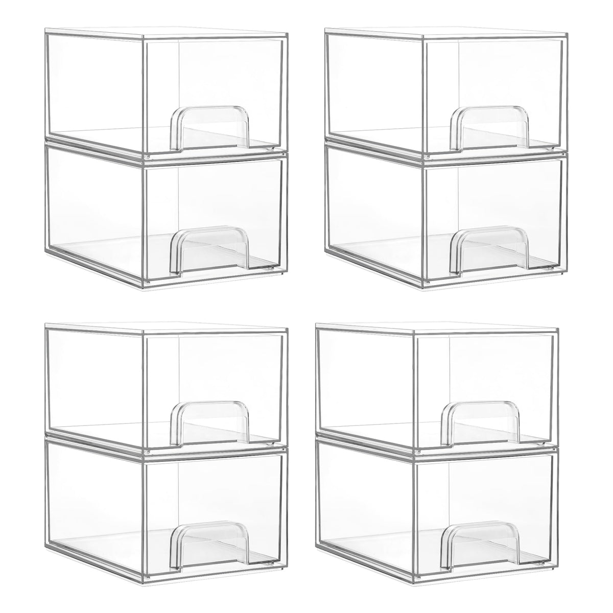 Vtopmart 8-pack clear stackable drawers front view for vanity organization