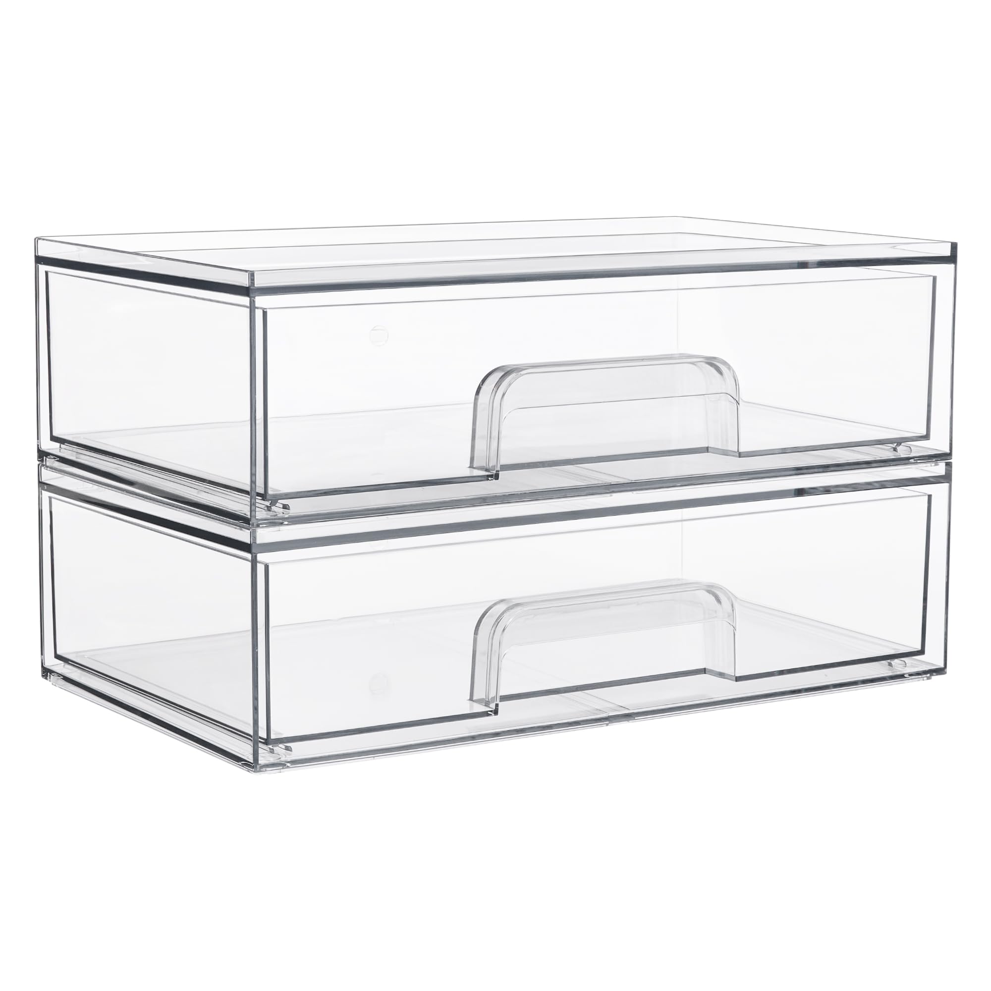 Vtopmart clear stackable drawers outer box keeps items visible and organized.