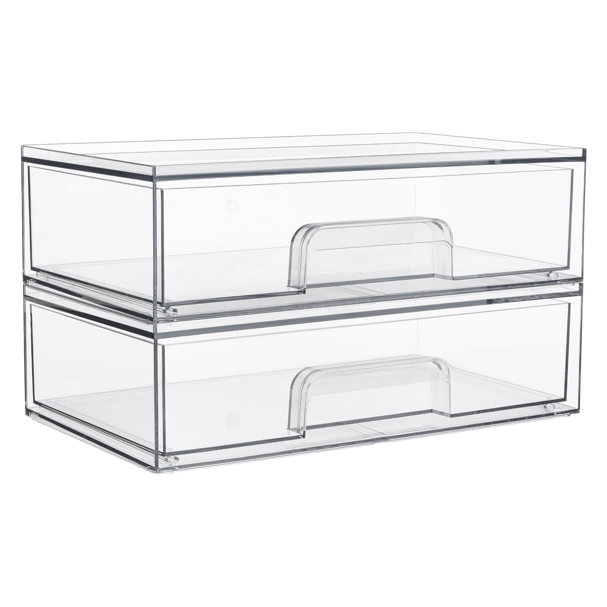 Vtopmart clear stackable drawers outer box keeps items visible and organized.