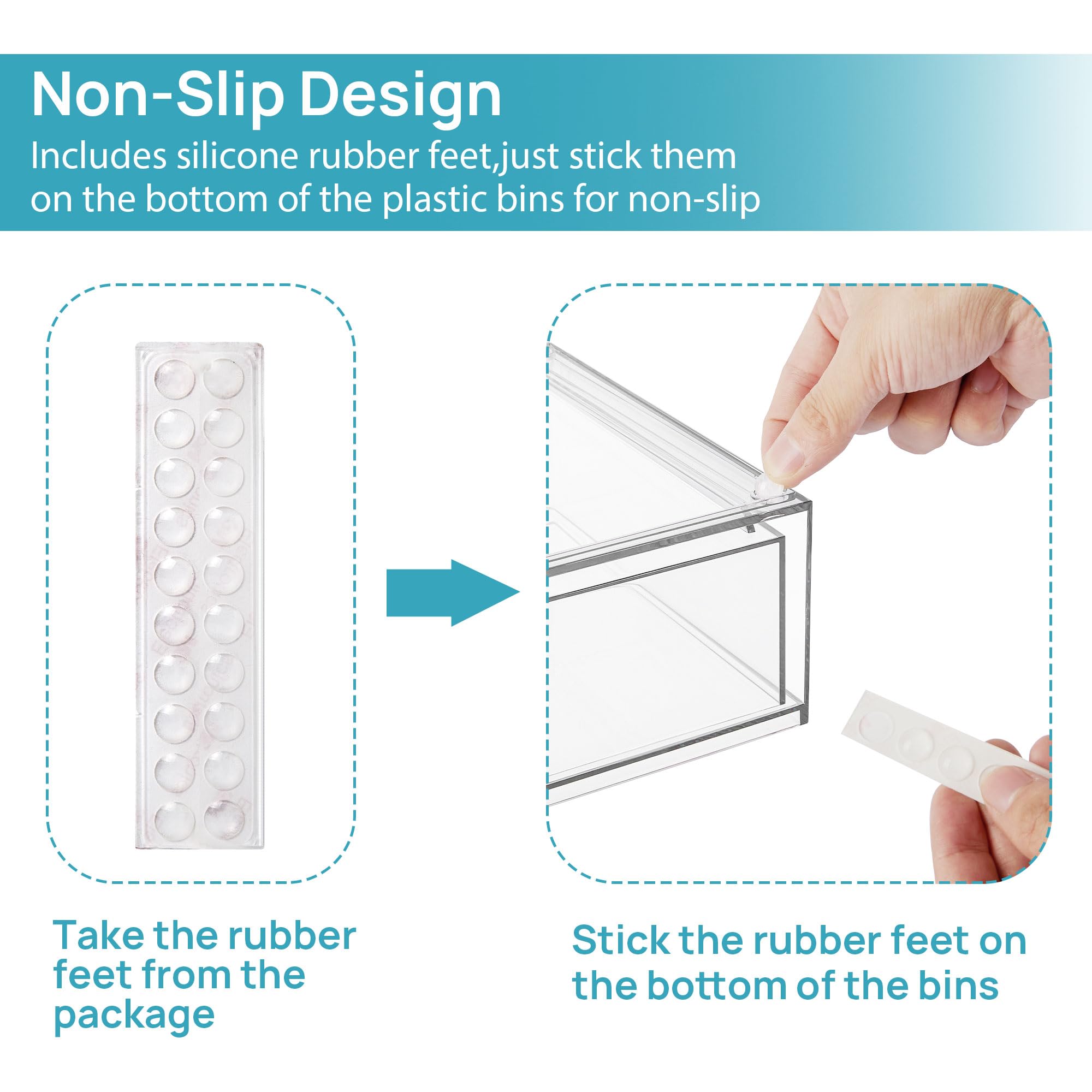 Vtopmart clear stackable drawers stacked configuration saves vertical space in cabinets.