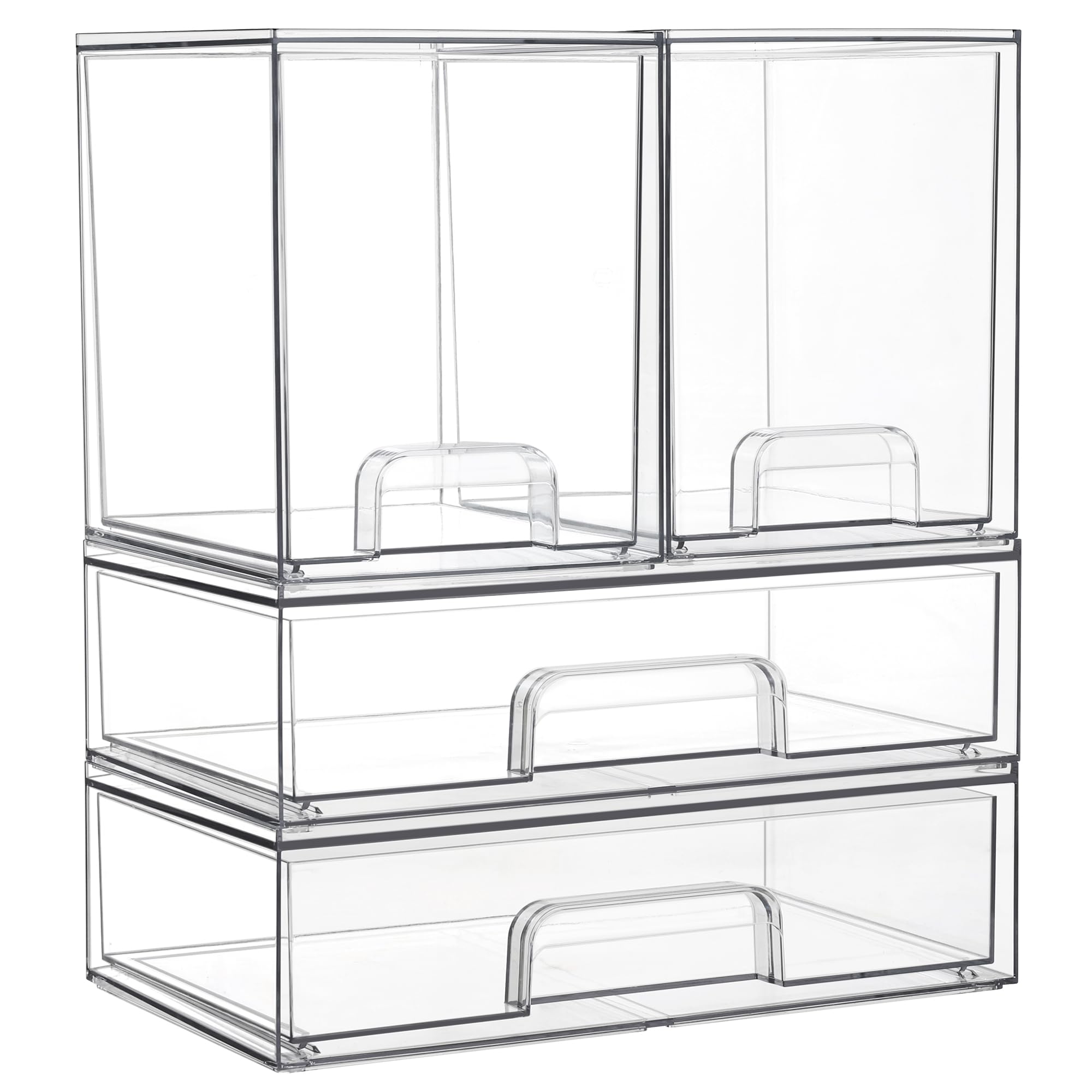 Vtopmart clear stackable storage drawers front view for neat vanity organization