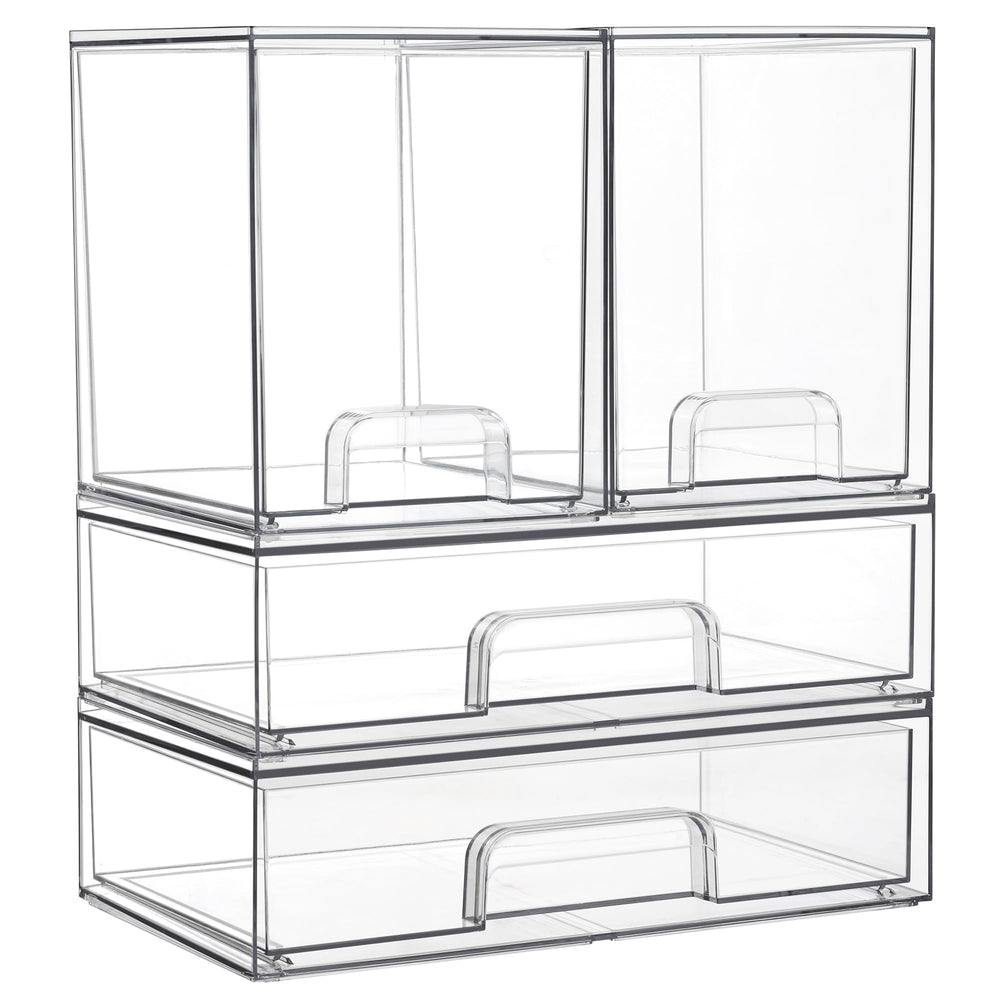 Vtopmart clear stackable storage drawers front view for neat vanity organization