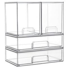 Vtopmart clear stackable storage drawers front view for neat vanity organization