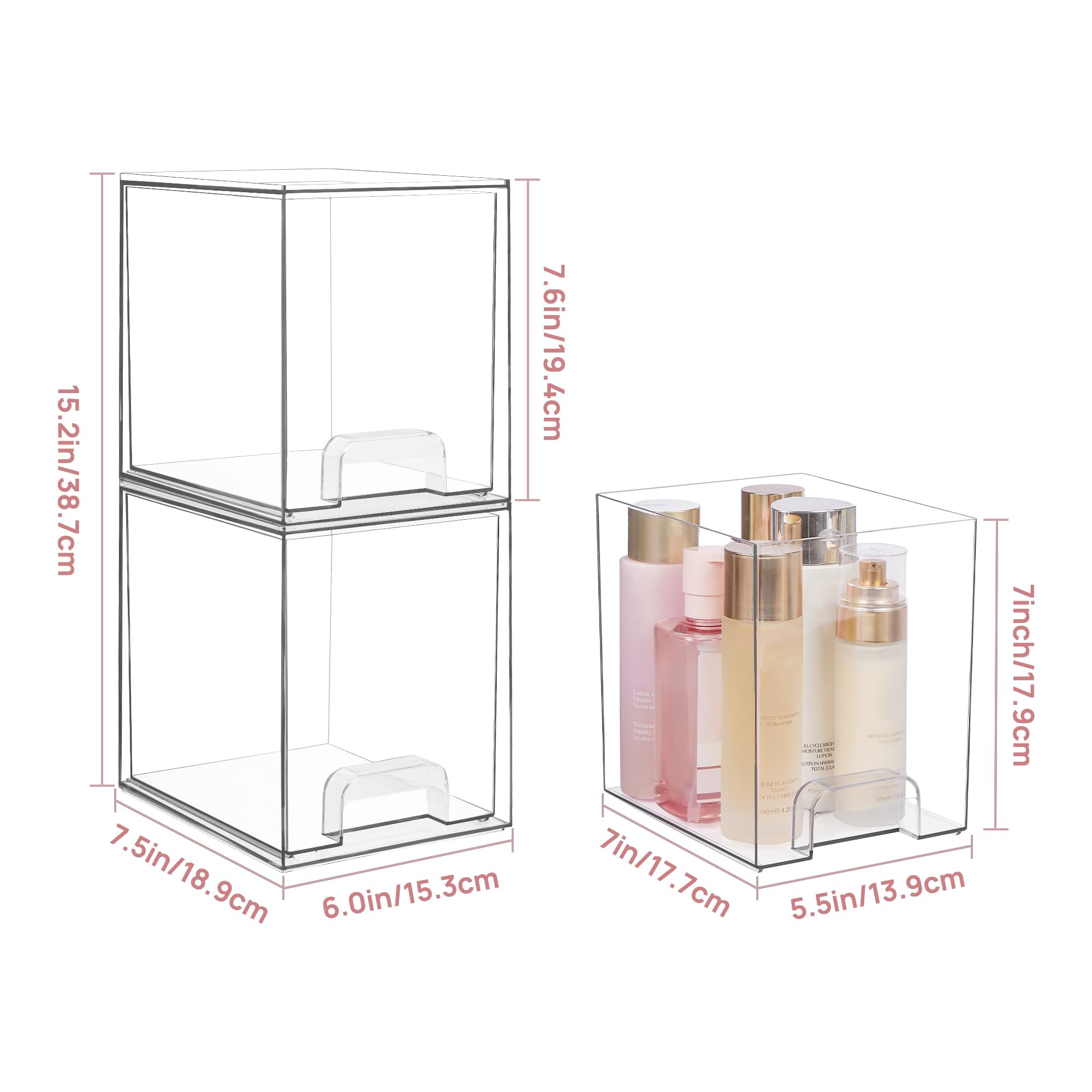 Vtopmart dustproof storage boxes bathroom counter keep skincare neatly protected.
