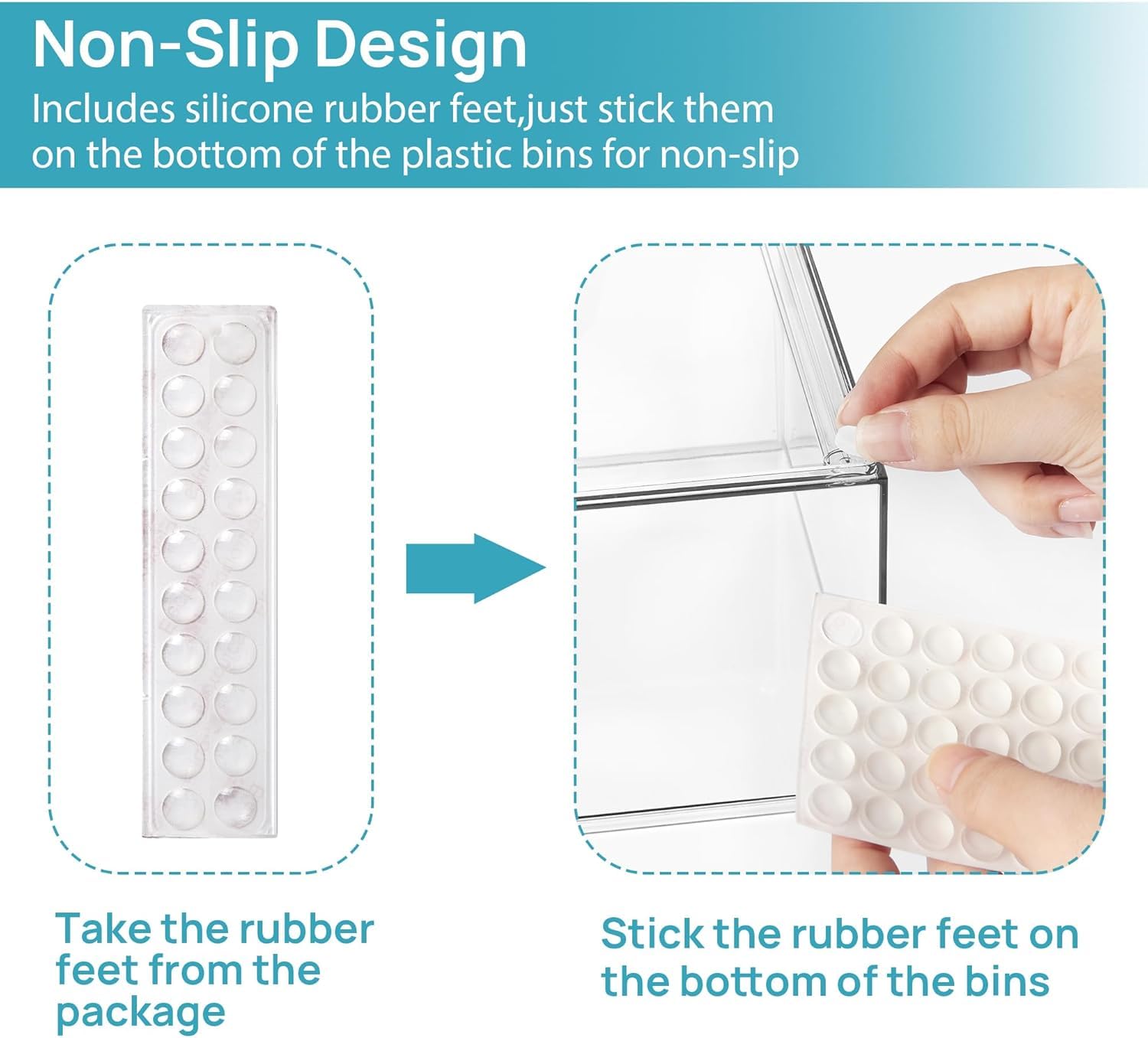 Vtopmart clear acrylic bins are durable and easy to wipe clean.