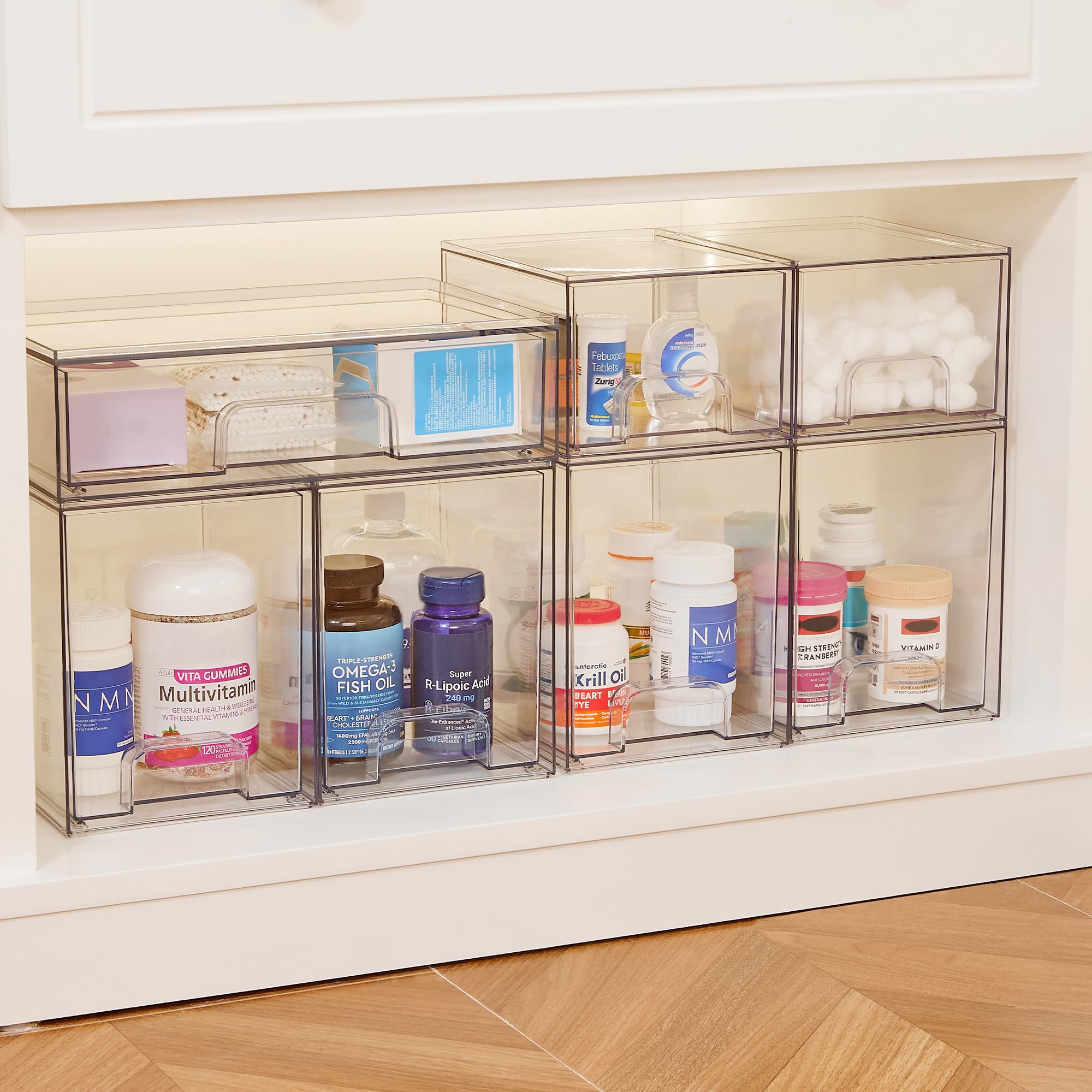 Vtopmart kitchen counter setup with dustproof storage for toiletries