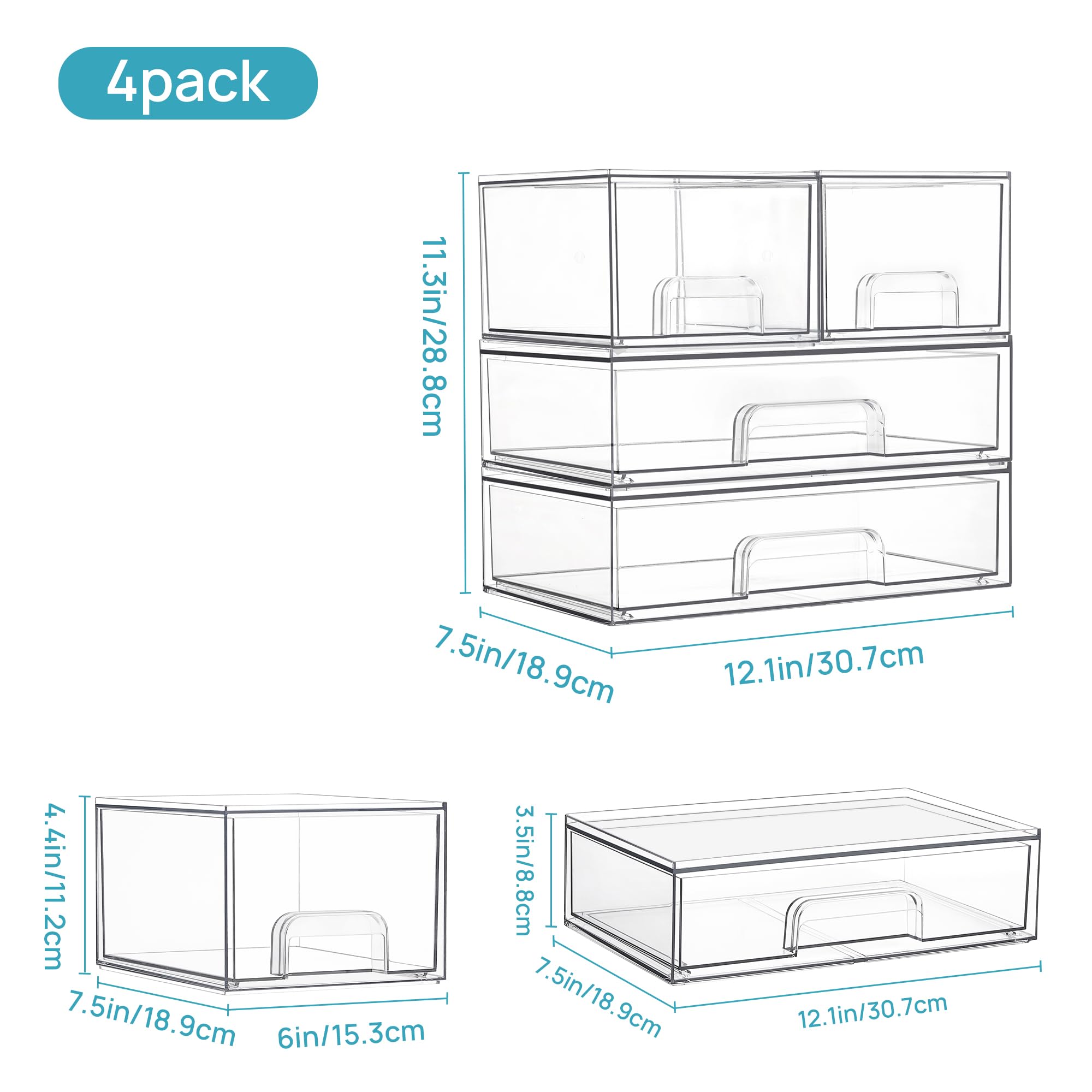 Vtopmart pantry storage drawers neatly organize snacks and spices with transparent visibility.