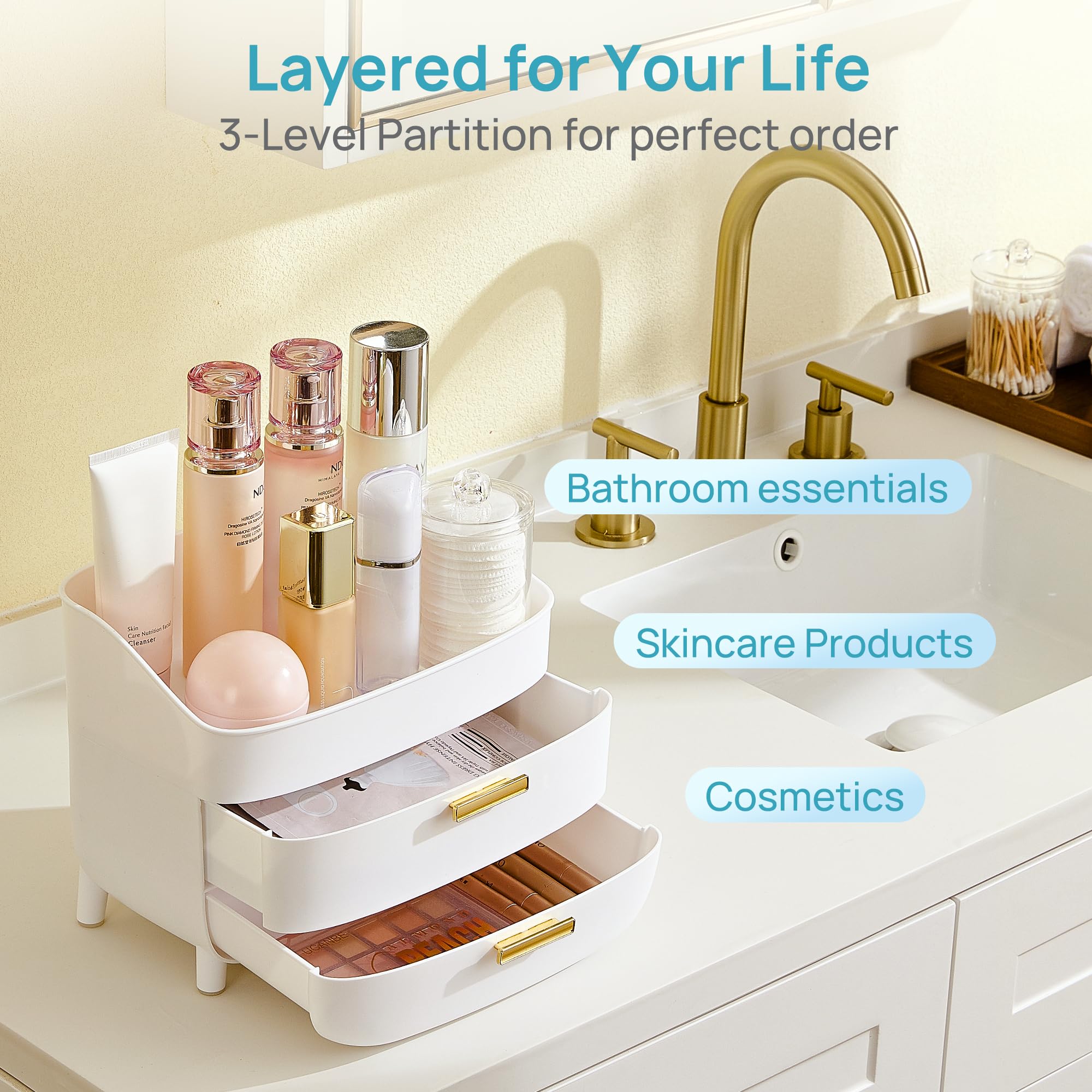 Vtopmart non-slip base keeps the organizer steady on counters.