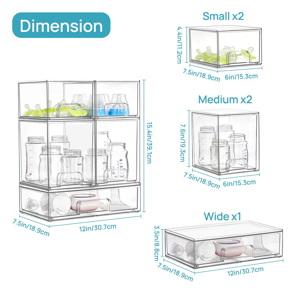 Vtopmart stackable drawers clear acrylic body highlights visibility for fast finding.