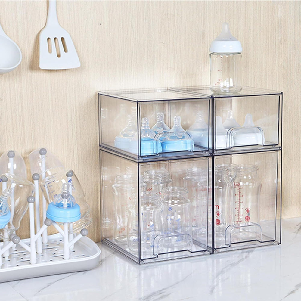 Vtopmart stackable drawers with non-slip base prevent sliding during use.