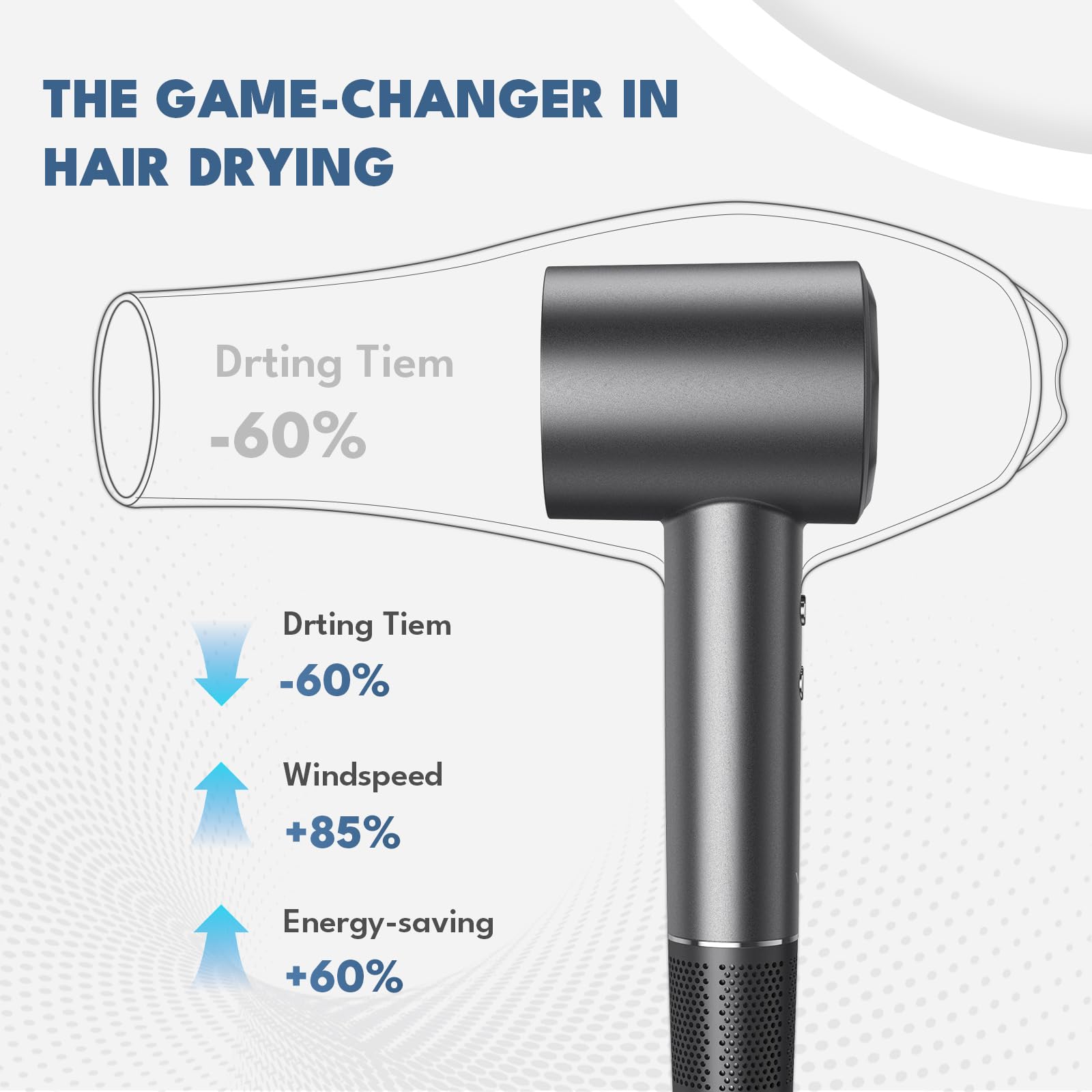 VTT hair dryer concentrator nozzle demonstrates precise airflow for smooth styling