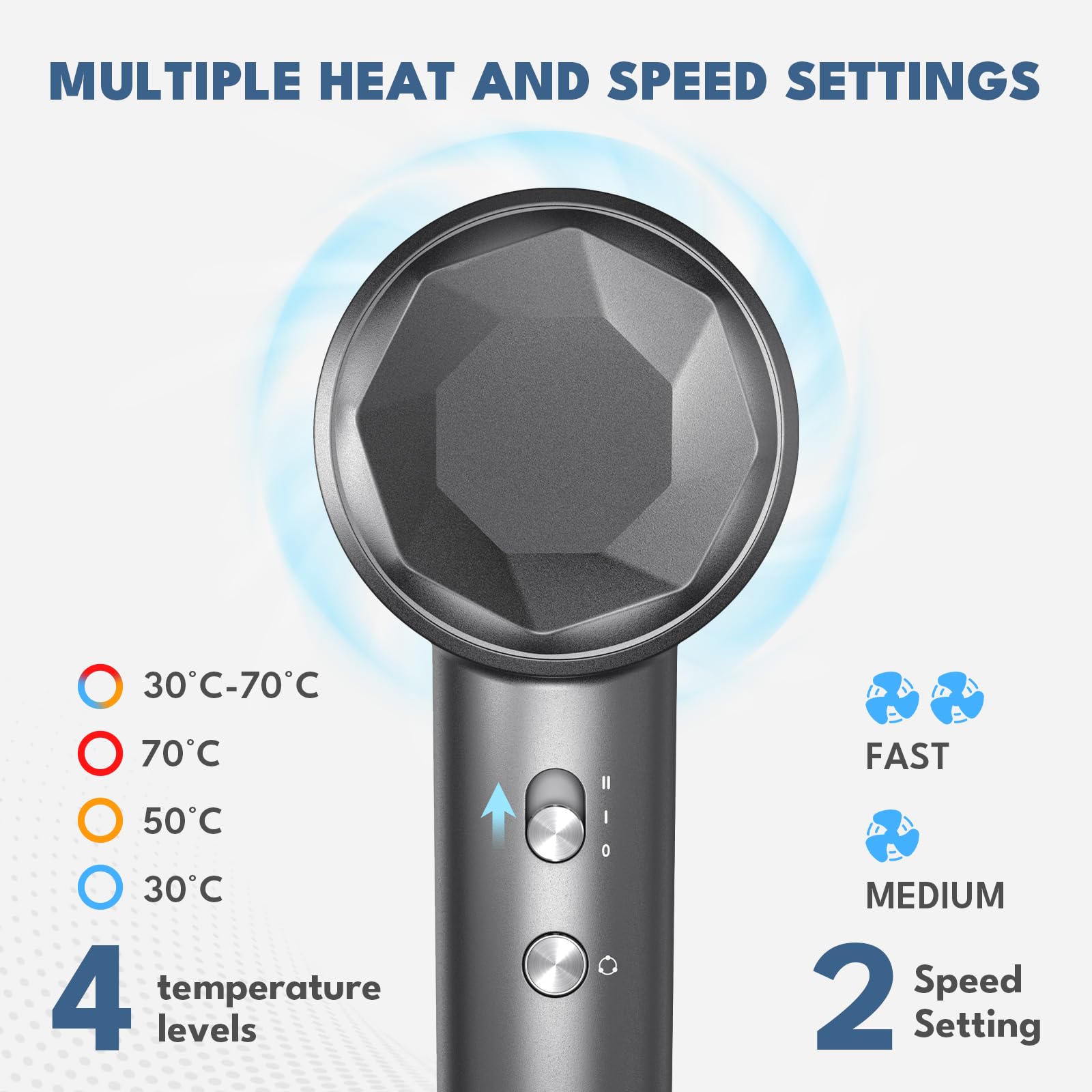 VTT hair dryer handle with filter under the grip prevents tangles