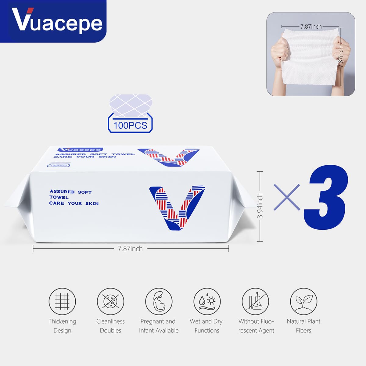 vuacepe face towels makeup-removal use demonstrating soft absorption and clean cleansing
