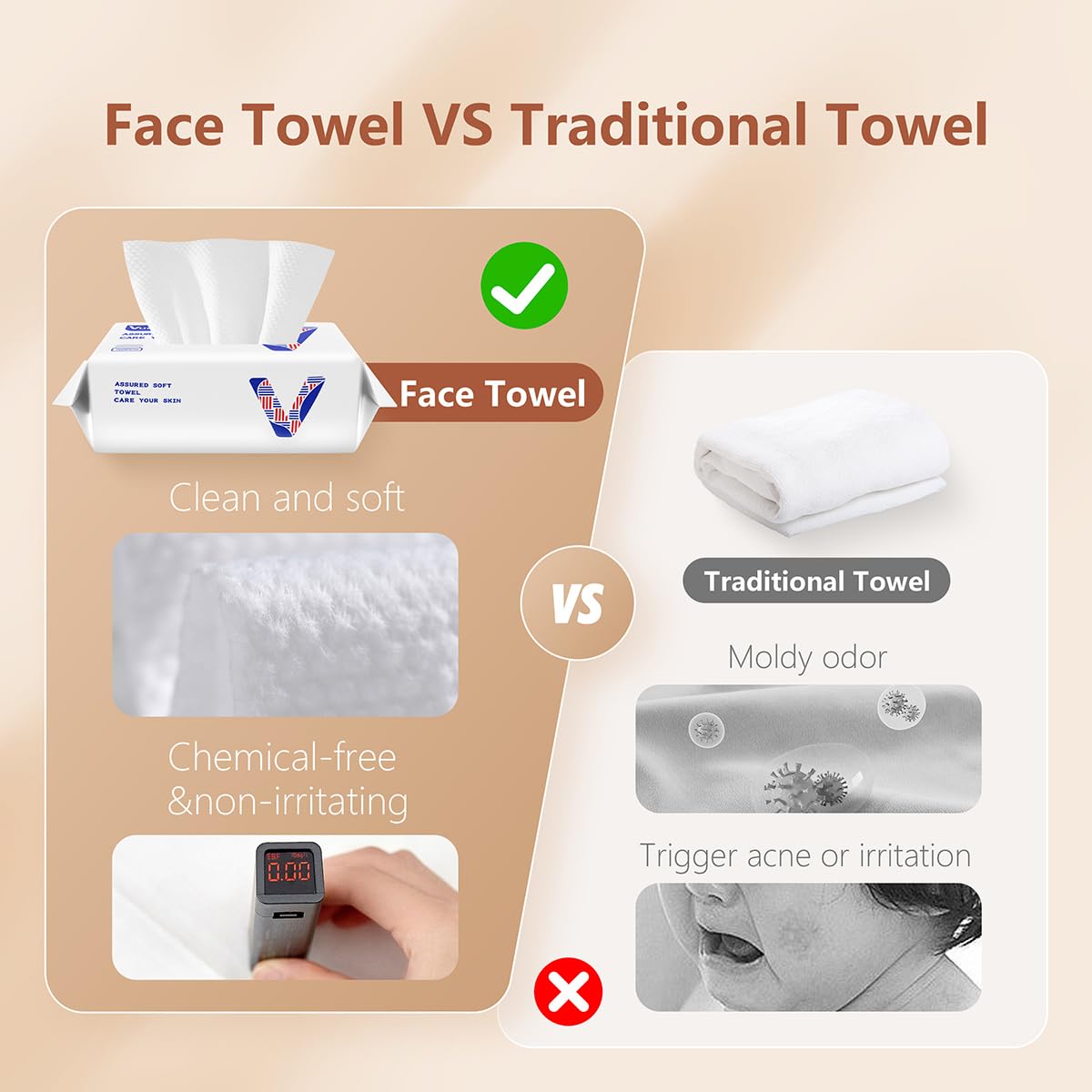 vuacepe face towels size 7.87 by 7.87 inches ready for daily use
