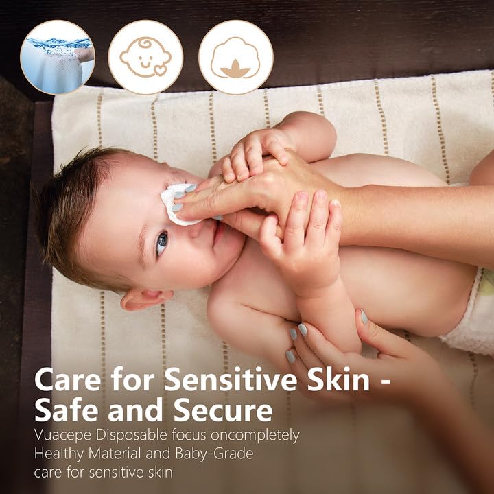 vuacepe face towels two-sided texture shown for gentle wipe and deep cleansing