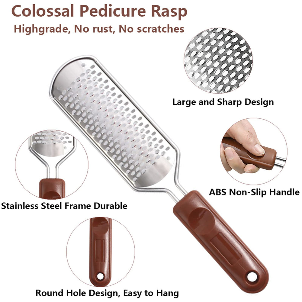 Vusoset close-up of stainless-steel wavy rasp surface for efficient exfoliation